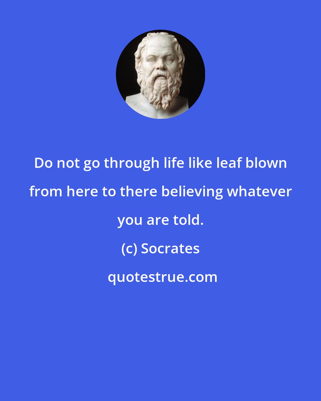 Socrates: Do not go through life like leaf blown from here to there believing whatever you are told.