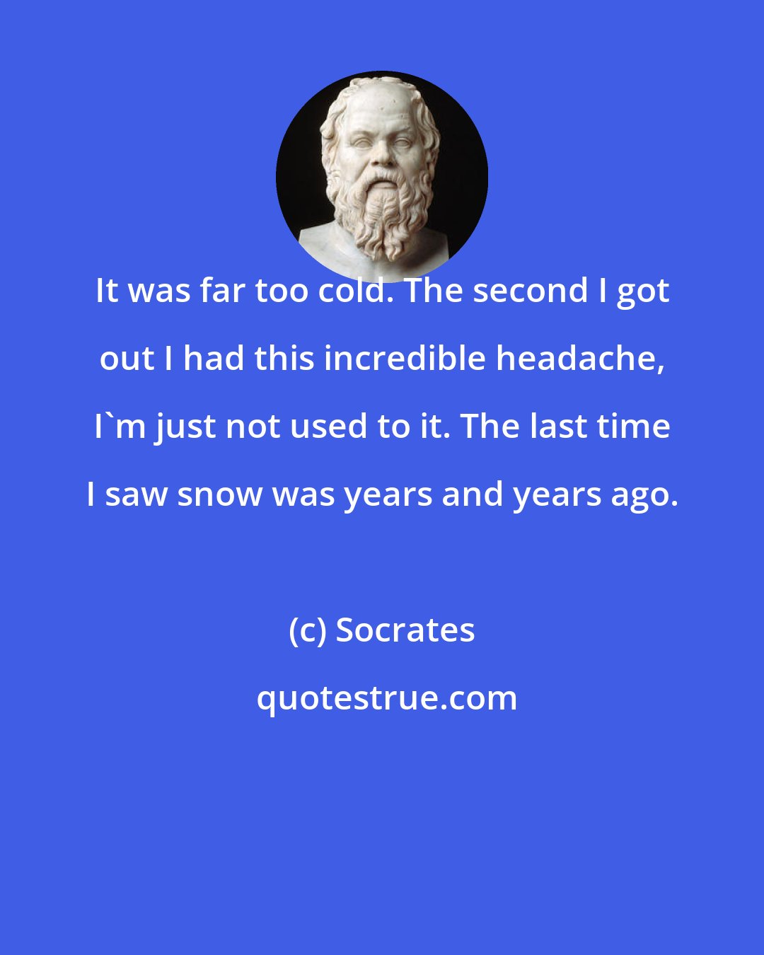 Socrates: It was far too cold. The second I got out I had this incredible headache, I'm just not used to it. The last time I saw snow was years and years ago.