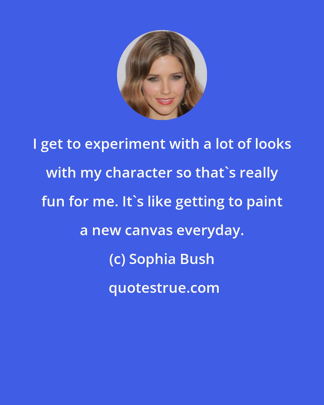 Sophia Bush: I get to experiment with a lot of looks with my character so that's really fun for me. It's like getting to paint a new canvas everyday.