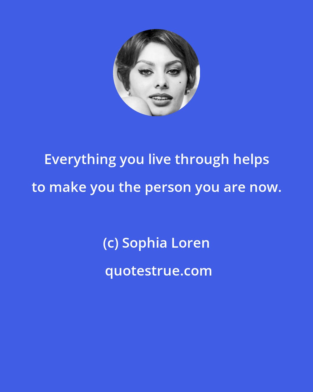 Sophia Loren: Everything you live through helps to make you the person you are now.