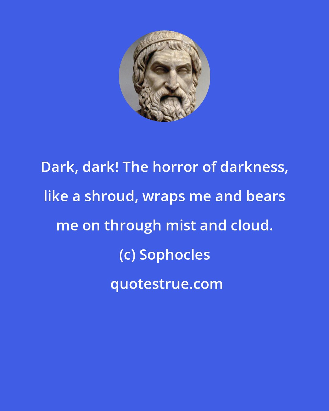 Sophocles: Dark, dark! The horror of darkness, like a shroud, wraps me and bears me on through mist and cloud.