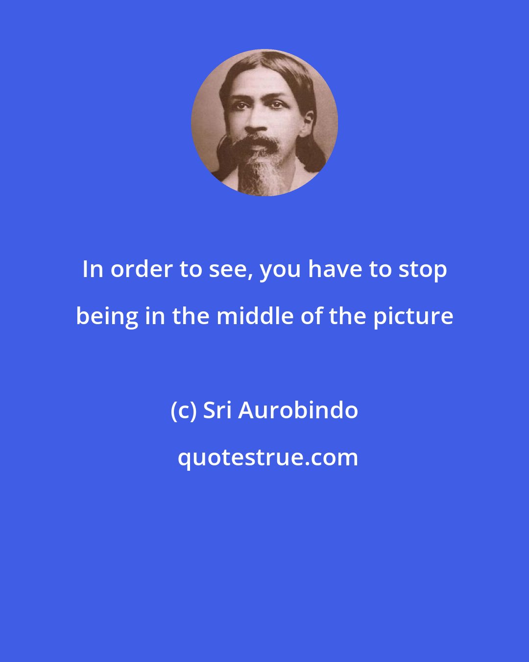 Sri Aurobindo: In order to see, you have to stop being in the middle of the picture