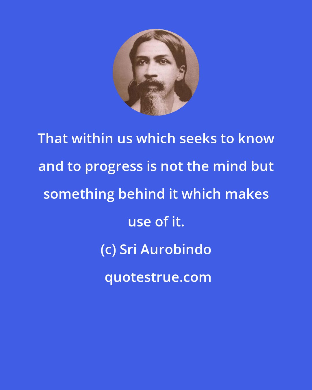 Sri Aurobindo: That within us which seeks to know and to progress is not the mind but something behind it which makes use of it.