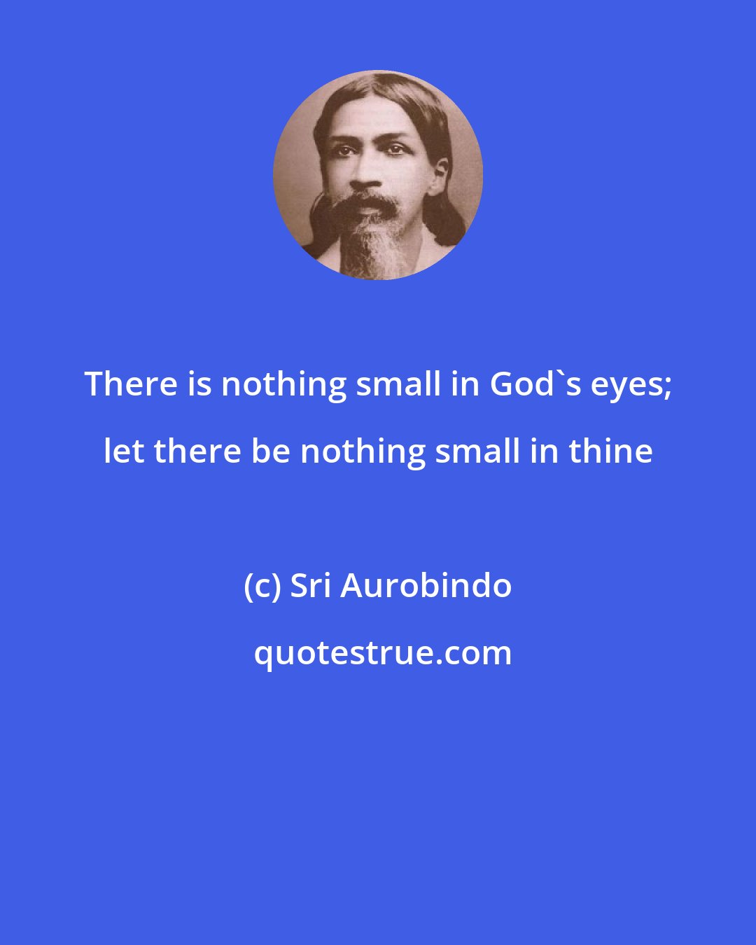 Sri Aurobindo: There is nothing small in God's eyes; let there be nothing small in thine