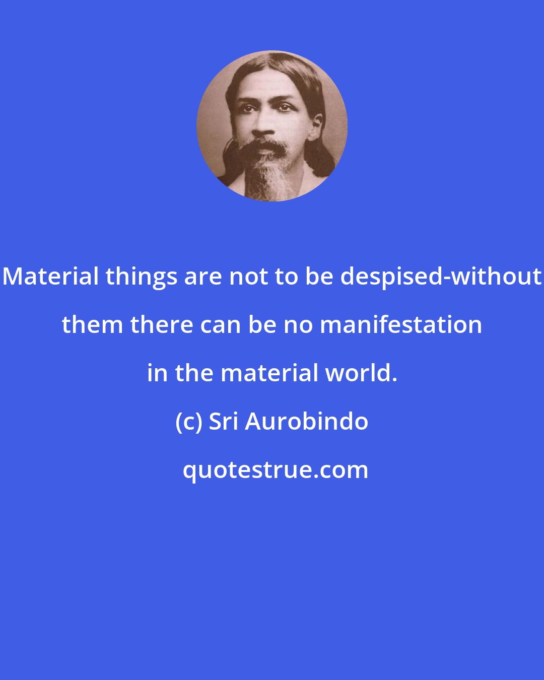 Sri Aurobindo: Material things are not to be despised-without them there can be no manifestation in the material world.