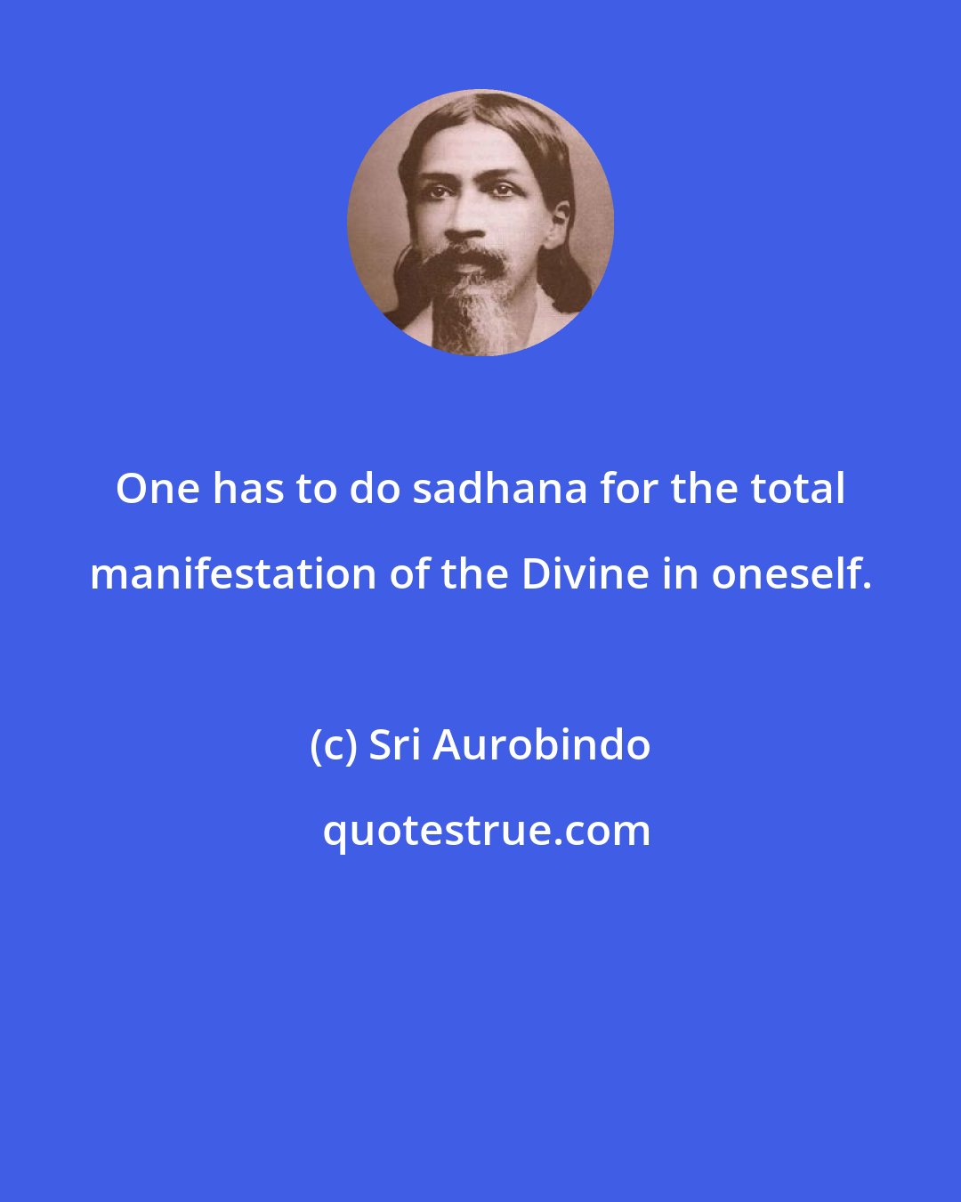 Sri Aurobindo: One has to do sadhana for the total manifestation of the Divine in oneself.