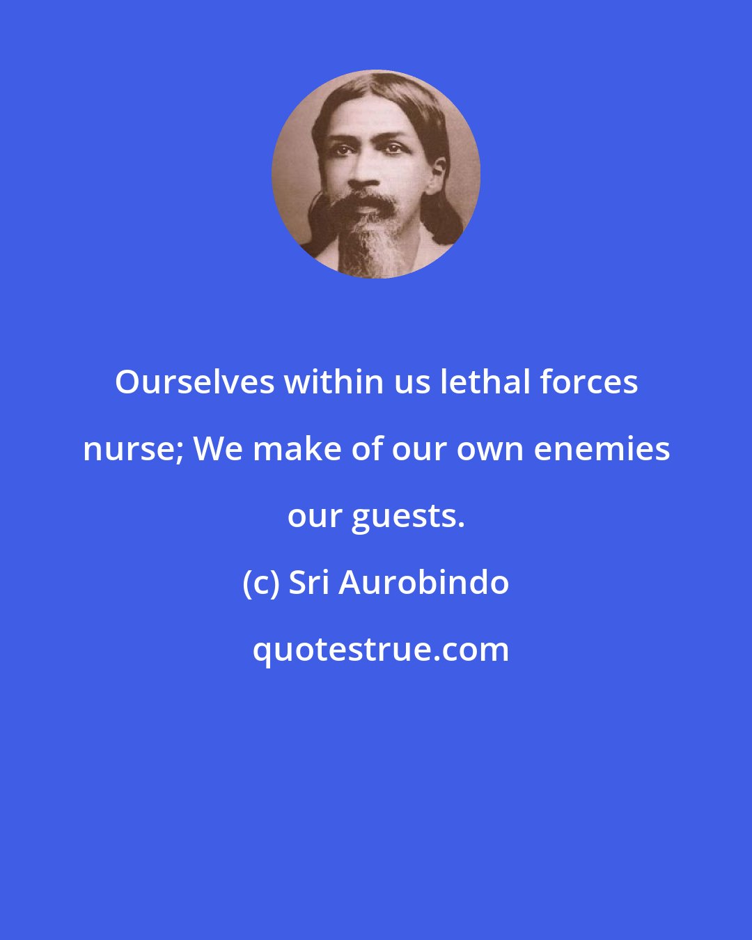 Sri Aurobindo: Ourselves within us lethal forces nurse; We make of our own enemies our guests.