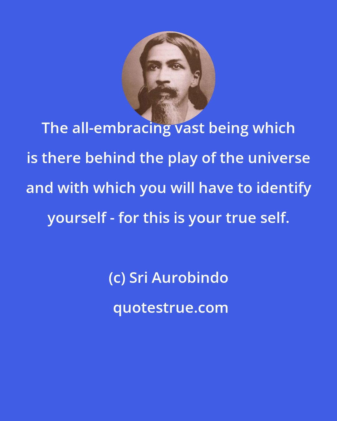 Sri Aurobindo: The all-embracing vast being which is there behind the play of the universe and with which you will have to identify yourself - for this is your true self.