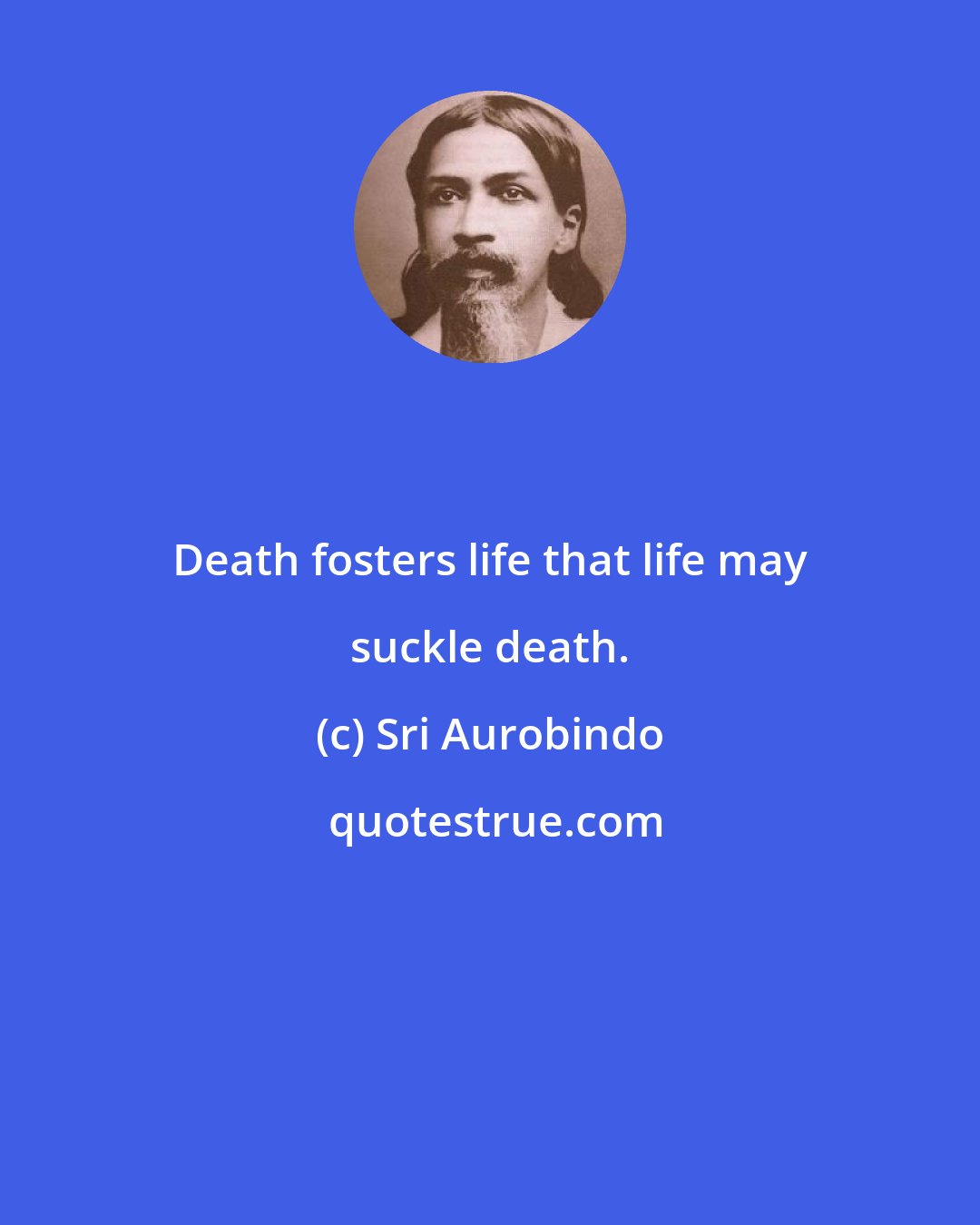 Sri Aurobindo: Death fosters life that life may suckle death.