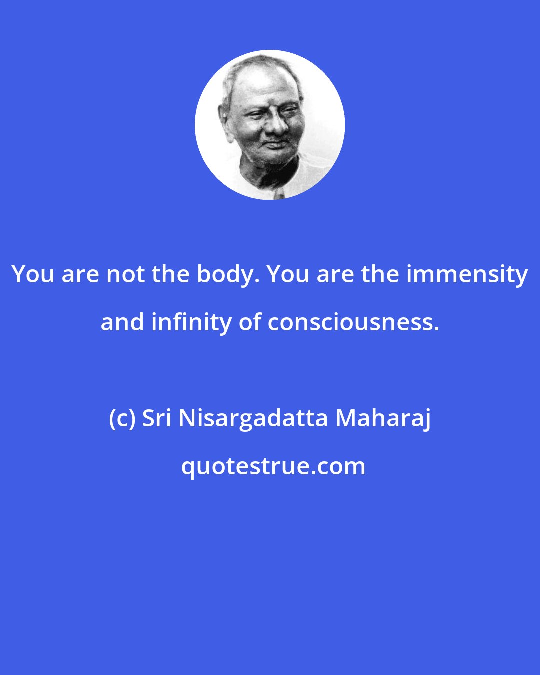 Sri Nisargadatta Maharaj: You are not the body. You are the immensity and infinity of consciousness.