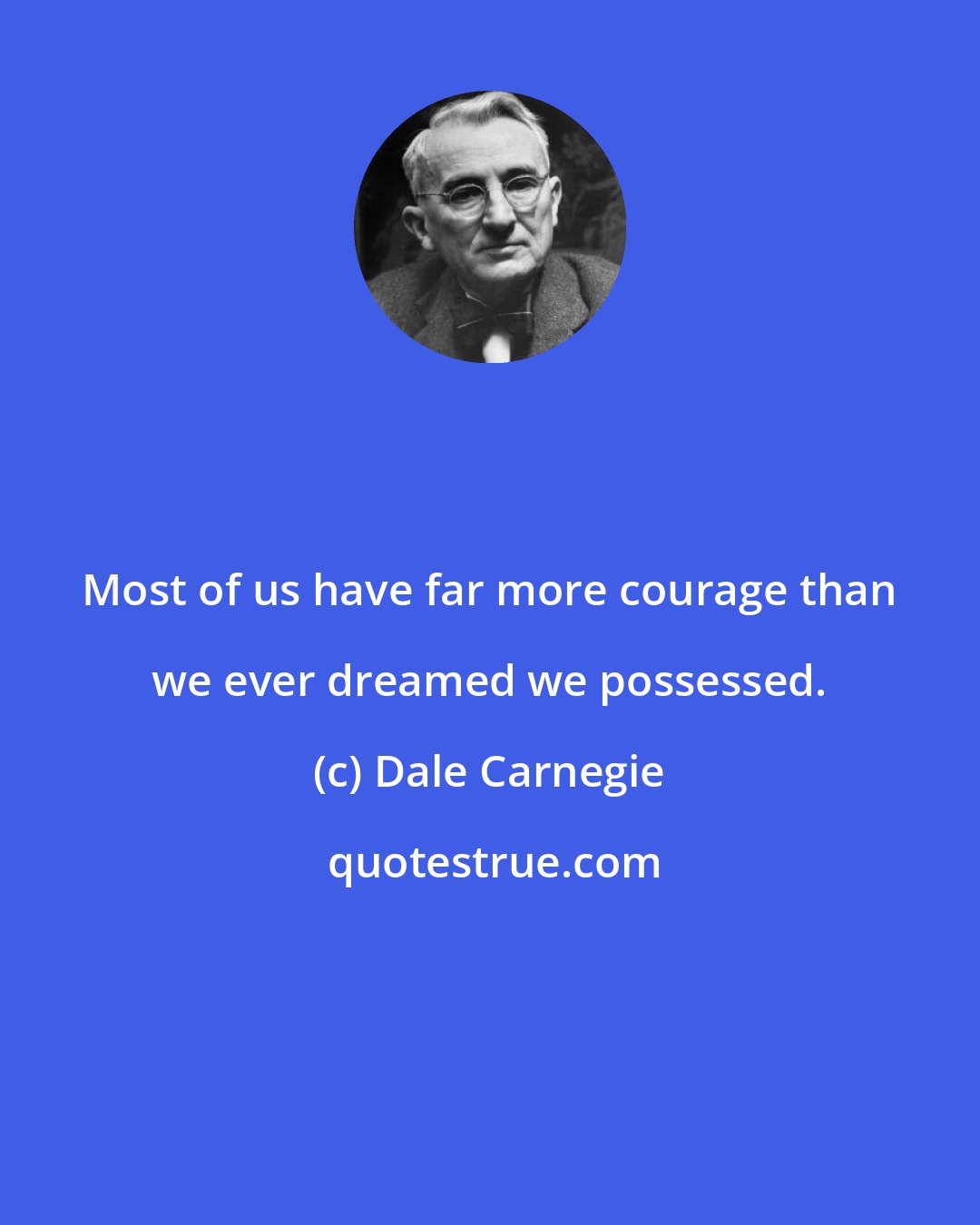 Dale Carnegie: Most of us have far more courage than we ever dreamed we possessed.