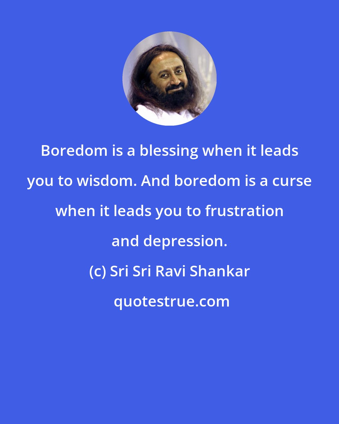 Sri Sri Ravi Shankar: Boredom is a blessing when it leads you to wisdom. And boredom is a curse when it leads you to frustration and depression.