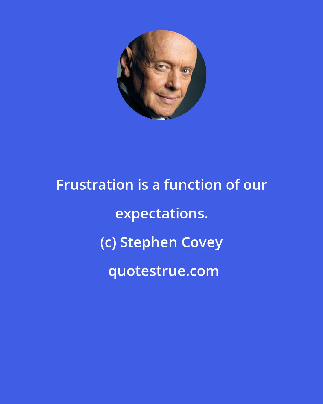 Stephen Covey: Frustration is a function of our expectations.