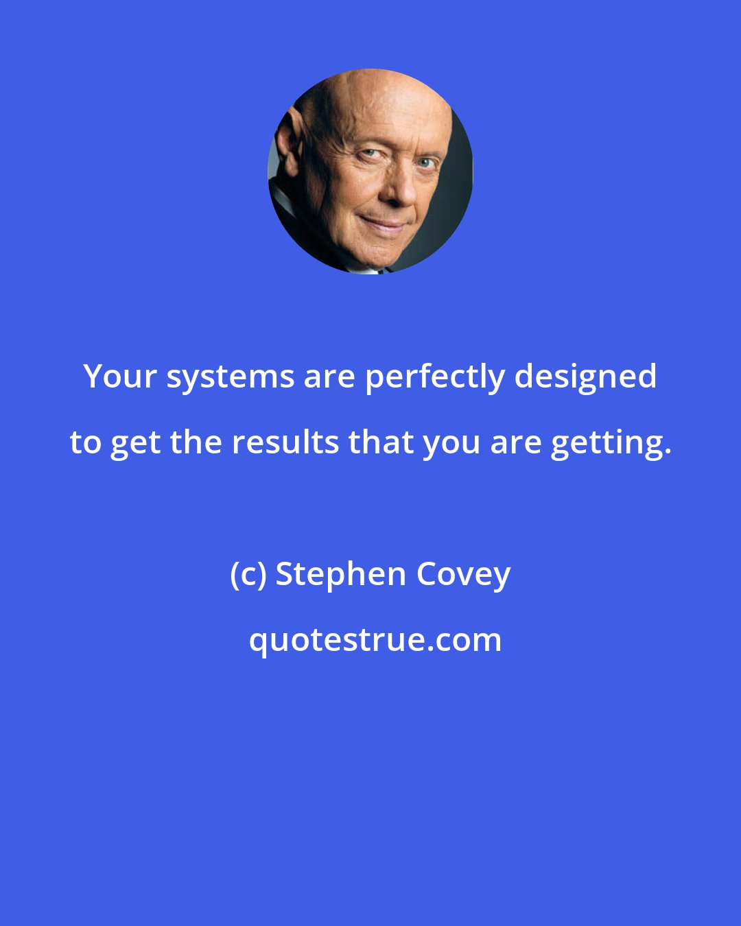 Stephen Covey: Your systems are perfectly designed to get the results that you are getting.