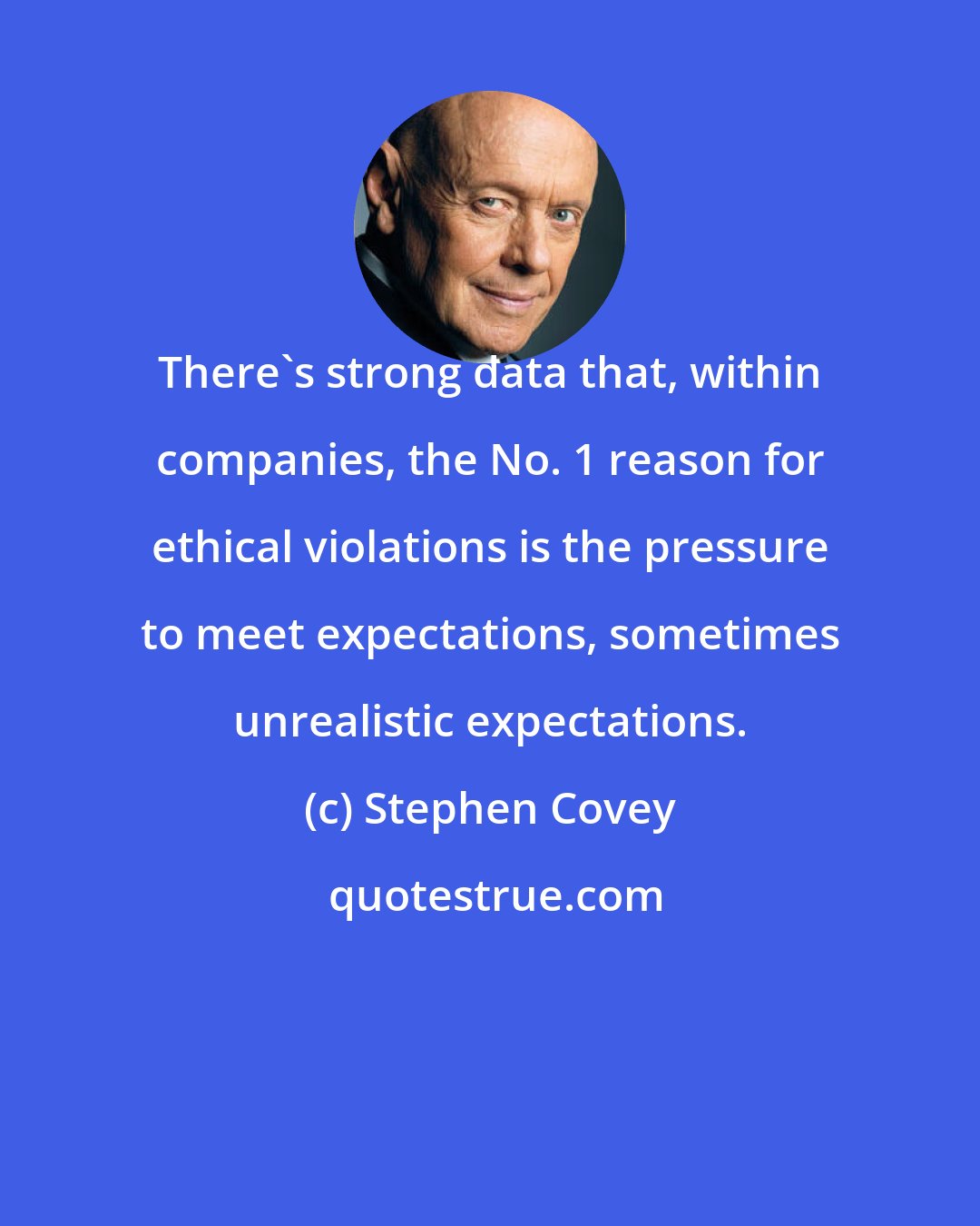 Stephen Covey: There's strong data that, within companies, the No. 1 reason for ethical violations is the pressure to meet expectations, sometimes unrealistic expectations.