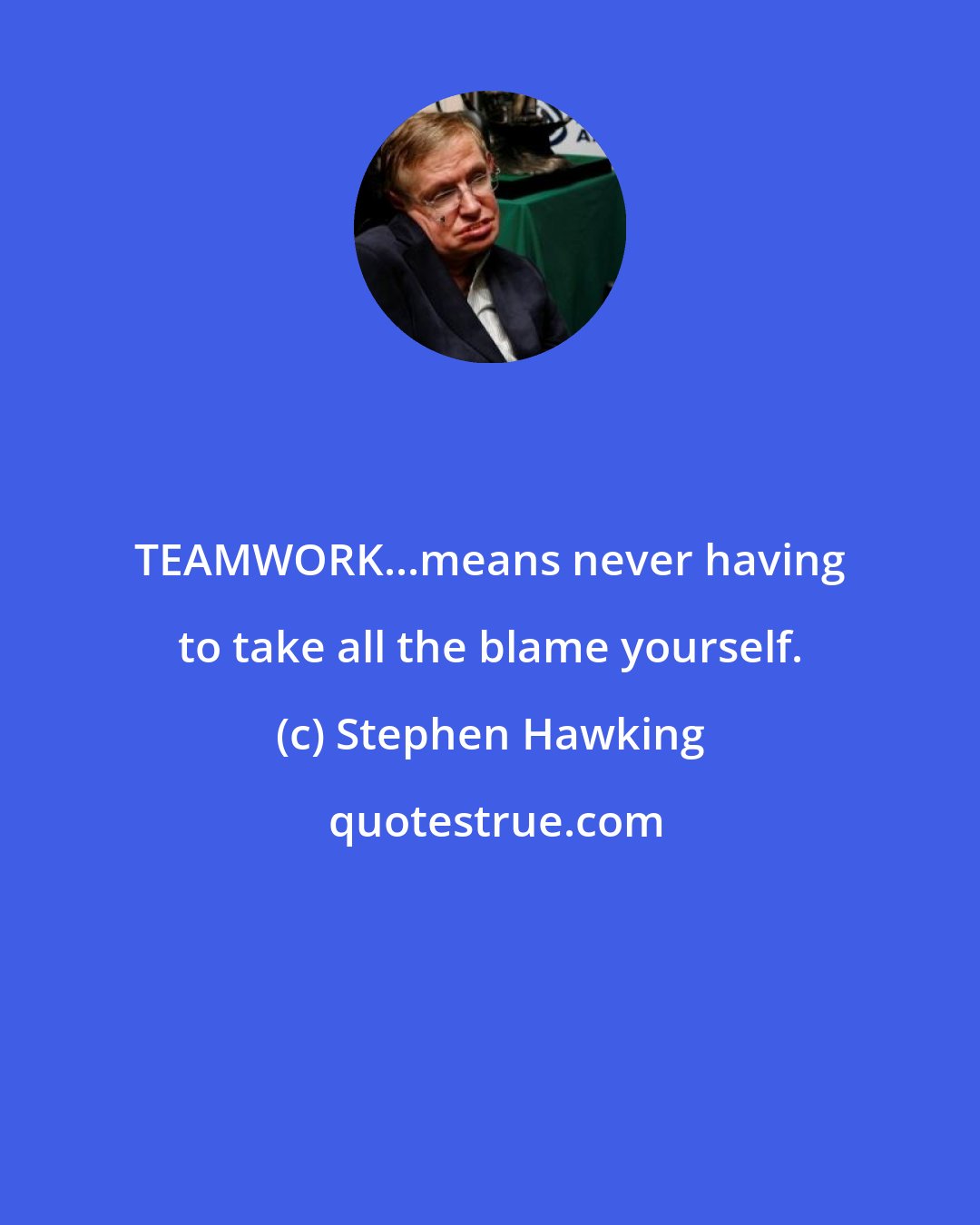 Stephen Hawking: TEAMWORK...means never having to take all the blame yourself.