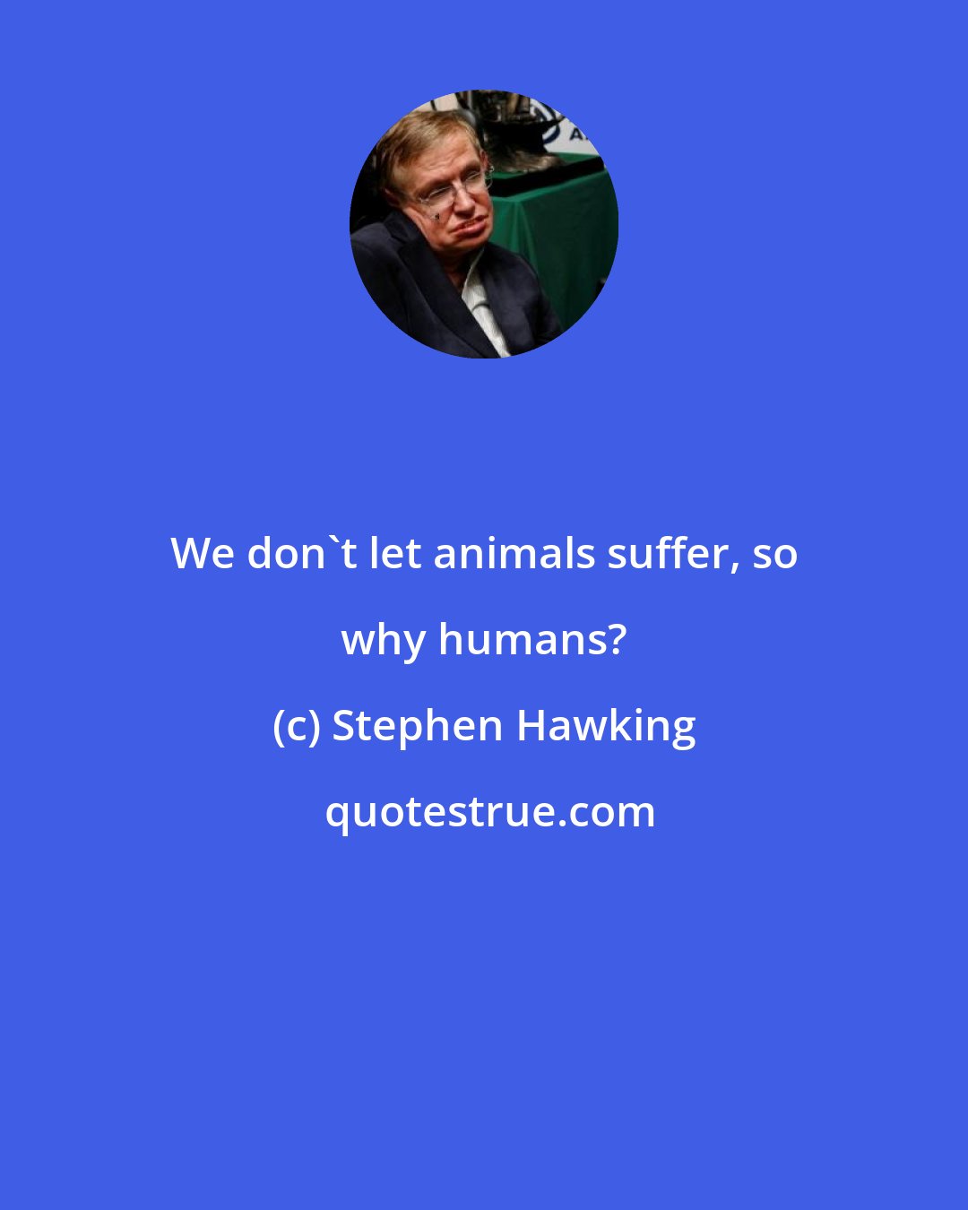 Stephen Hawking: We don't let animals suffer, so why humans?