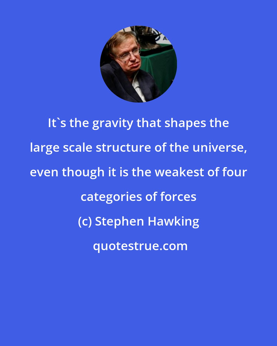 Stephen Hawking: It's the gravity that shapes the large scale structure of the universe, even though it is the weakest of four categories of forces