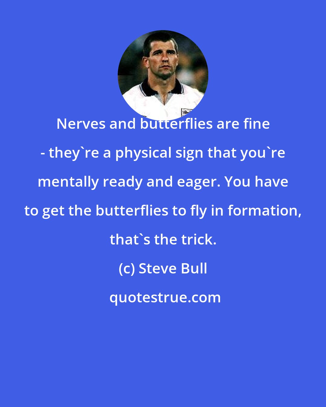 Steve Bull: Nerves and butterflies are fine - they're a physical sign that you're mentally ready and eager. You have to get the butterflies to fly in formation, that's the trick.