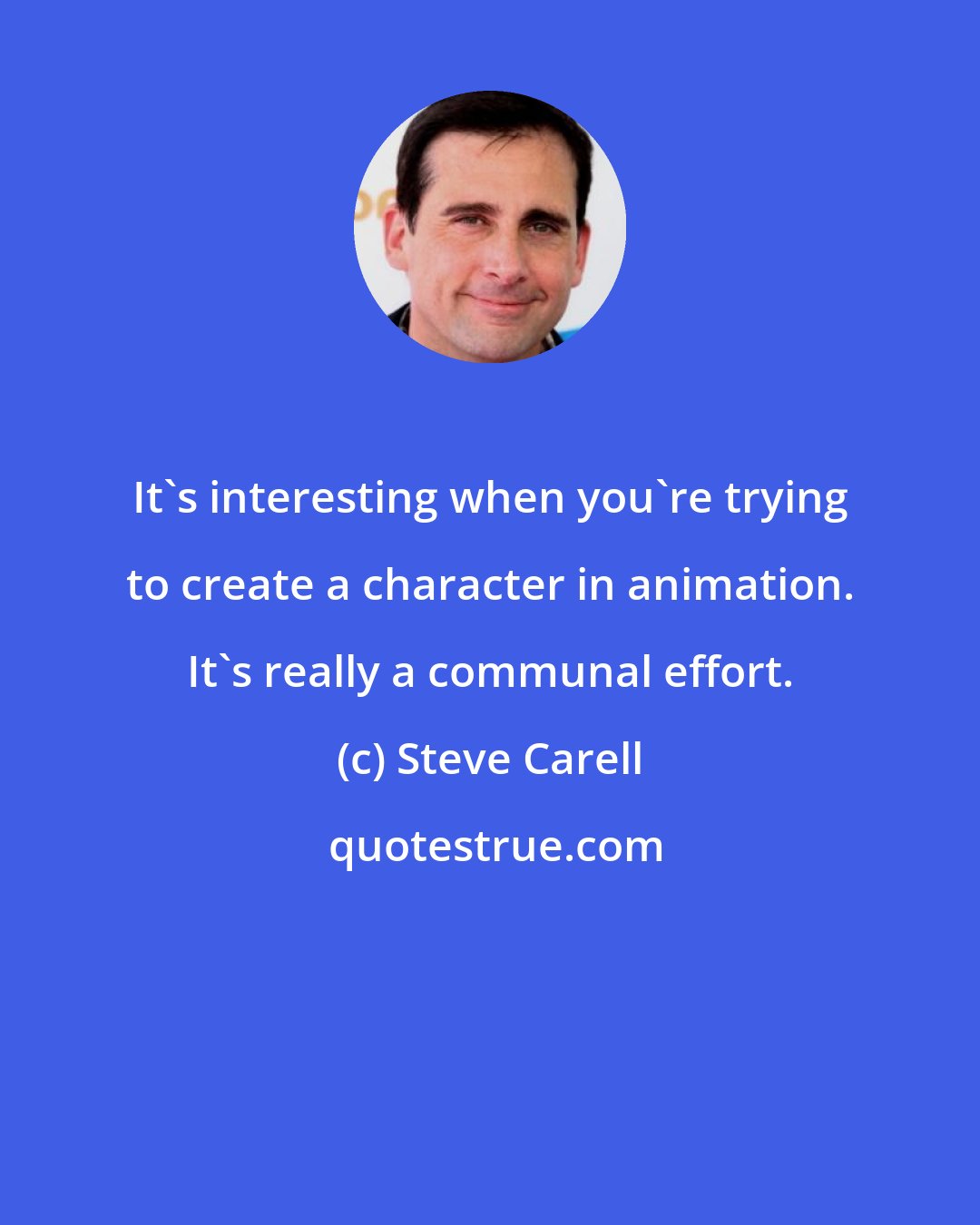 Steve Carell: It's interesting when you're trying to create a character in animation. It's really a communal effort.