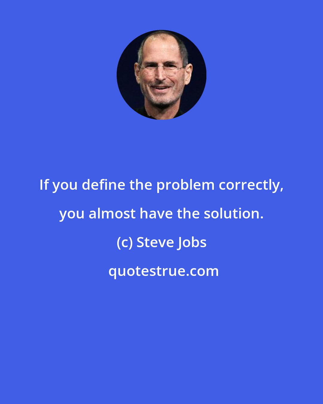 Steve Jobs: If you define the problem correctly, you almost have the solution.