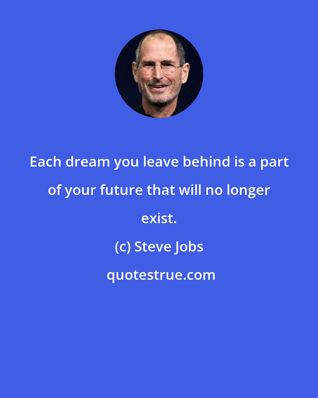 Steve Jobs: Each dream you leave behind is a part of your future that will no longer exist.