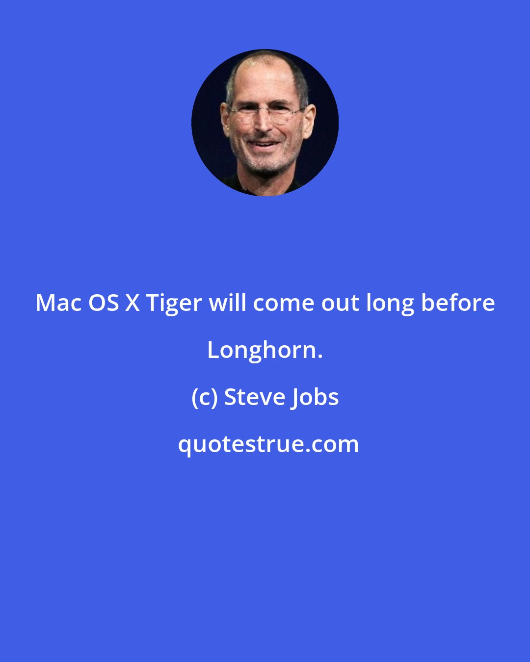 Steve Jobs: Mac OS X Tiger will come out long before Longhorn.