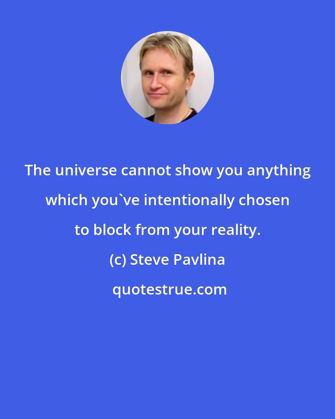 Steve Pavlina: The universe cannot show you anything which you've intentionally chosen to block from your reality.