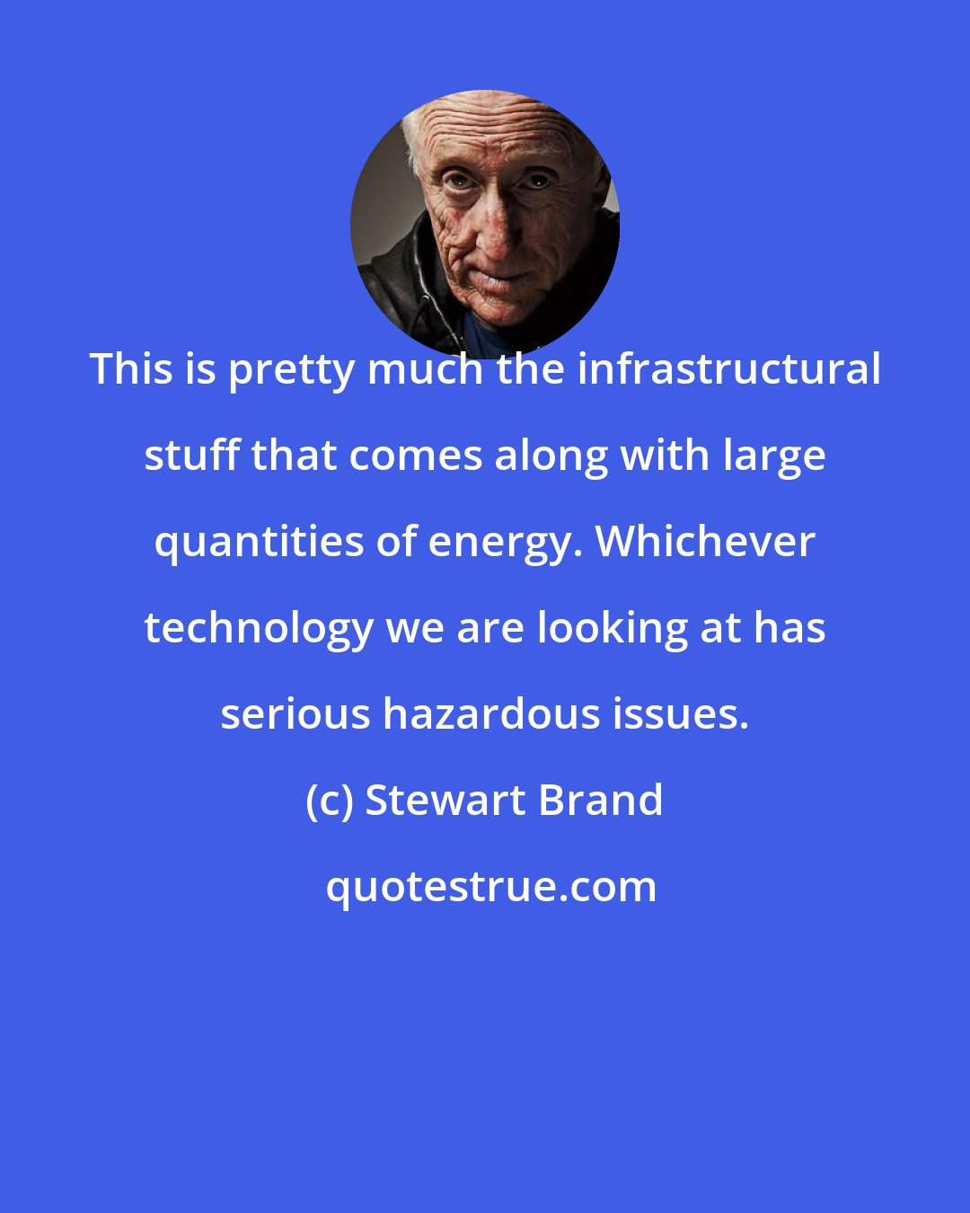 Stewart Brand: This is pretty much the infrastructural stuff that comes along with large quantities of energy. Whichever technology we are looking at has serious hazardous issues.