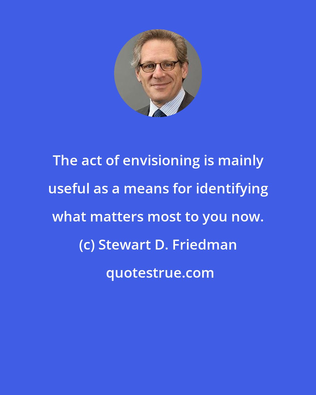 Stewart D. Friedman: The act of envisioning is mainly useful as a means for identifying what matters most to you now.