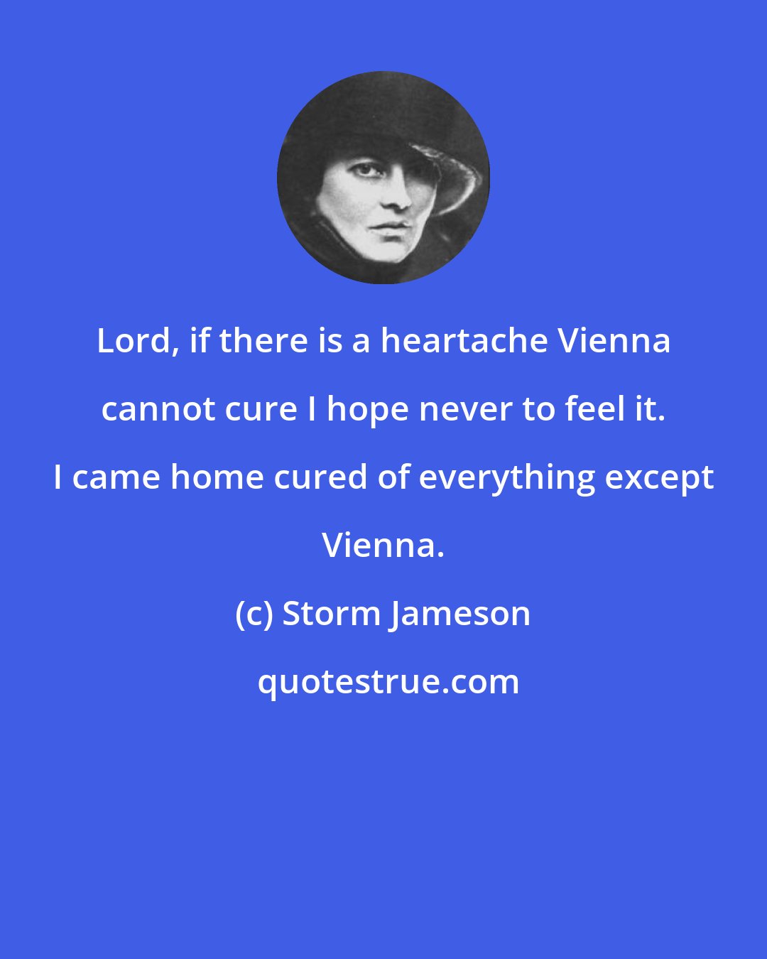 Storm Jameson: Lord, if there is a heartache Vienna cannot cure I hope never to feel it. I came home cured of everything except Vienna.