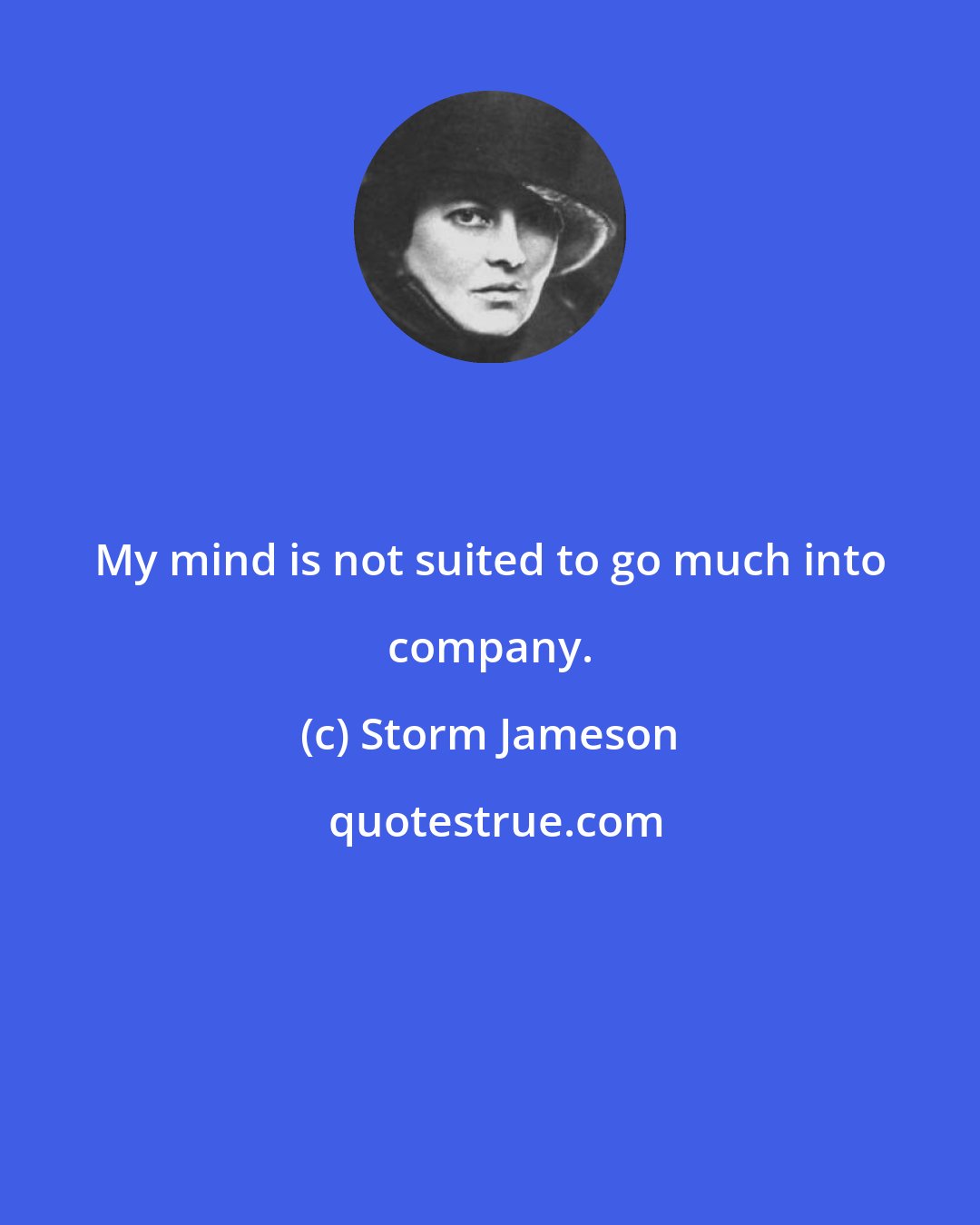 Storm Jameson: My mind is not suited to go much into company.