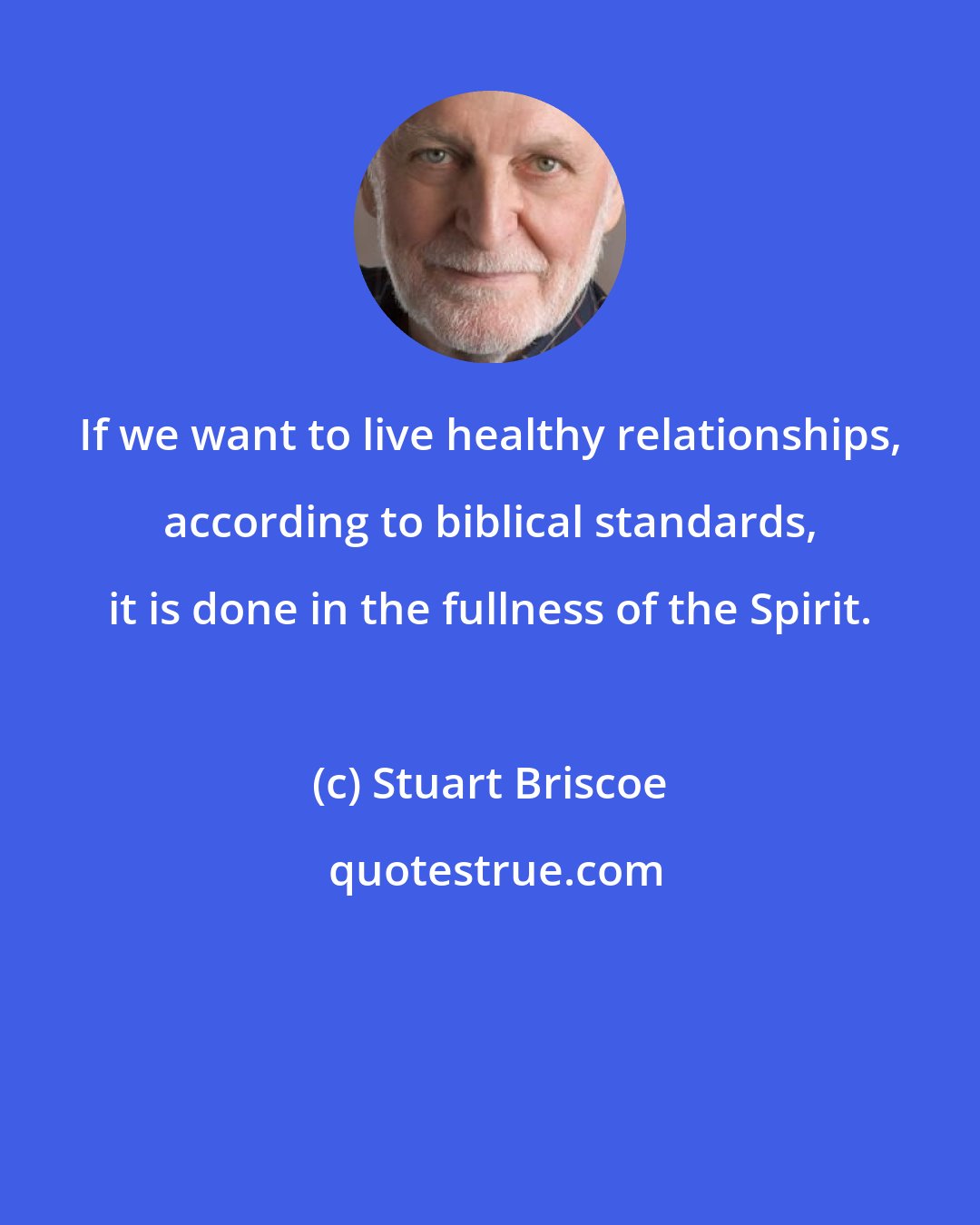 Stuart Briscoe: If we want to live healthy relationships, according to biblical standards, it is done in the fullness of the Spirit.