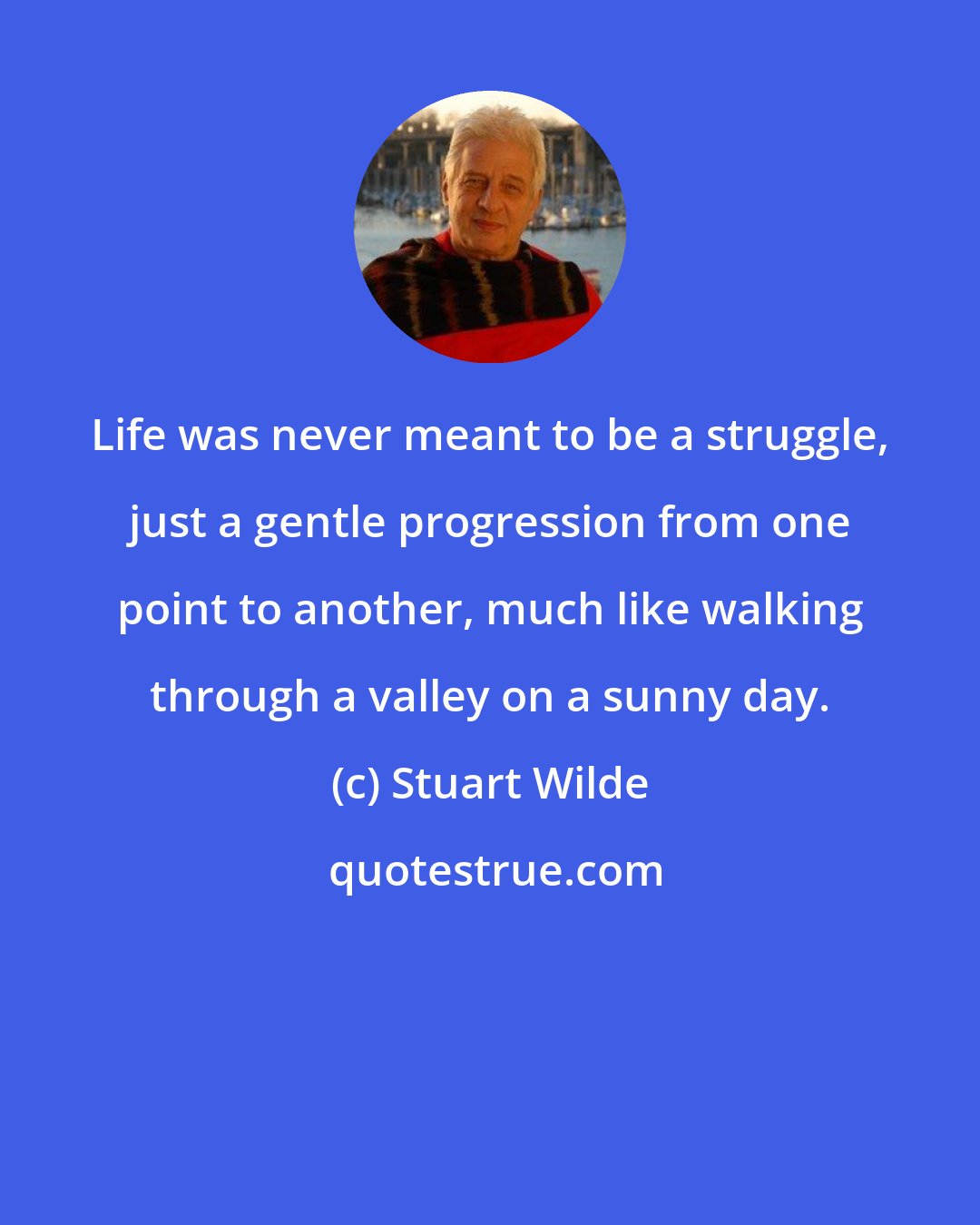 Stuart Wilde: Life was never meant to be a struggle, just a gentle progression from one point to another, much like walking through a valley on a sunny day.