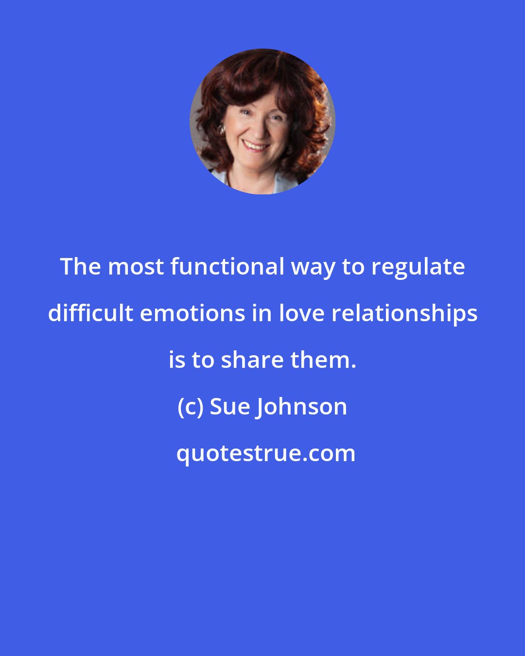 Sue Johnson: The most functional way to regulate difficult emotions in love relationships is to share them.