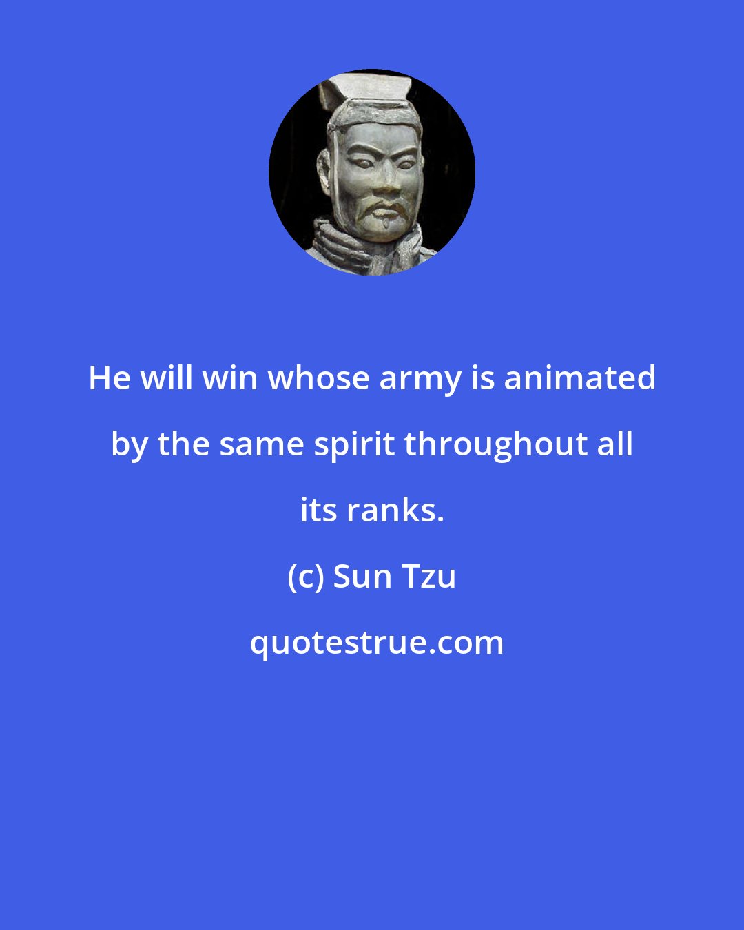 Sun Tzu: He will win whose army is animated by the same spirit throughout all its ranks.