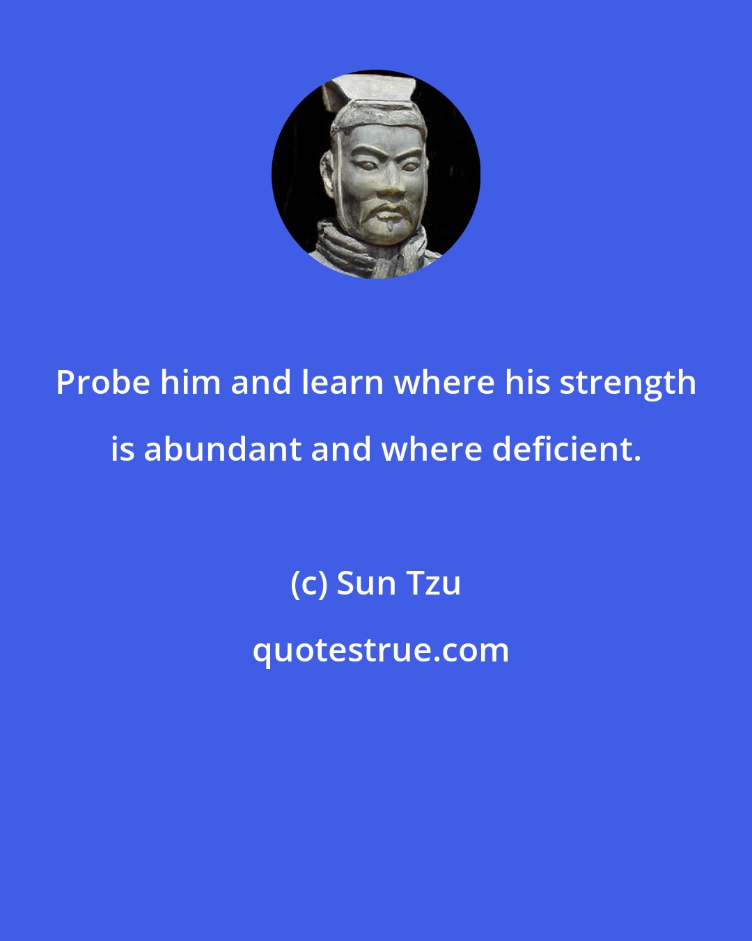 Sun Tzu: Probe him and learn where his strength is abundant and where deficient.