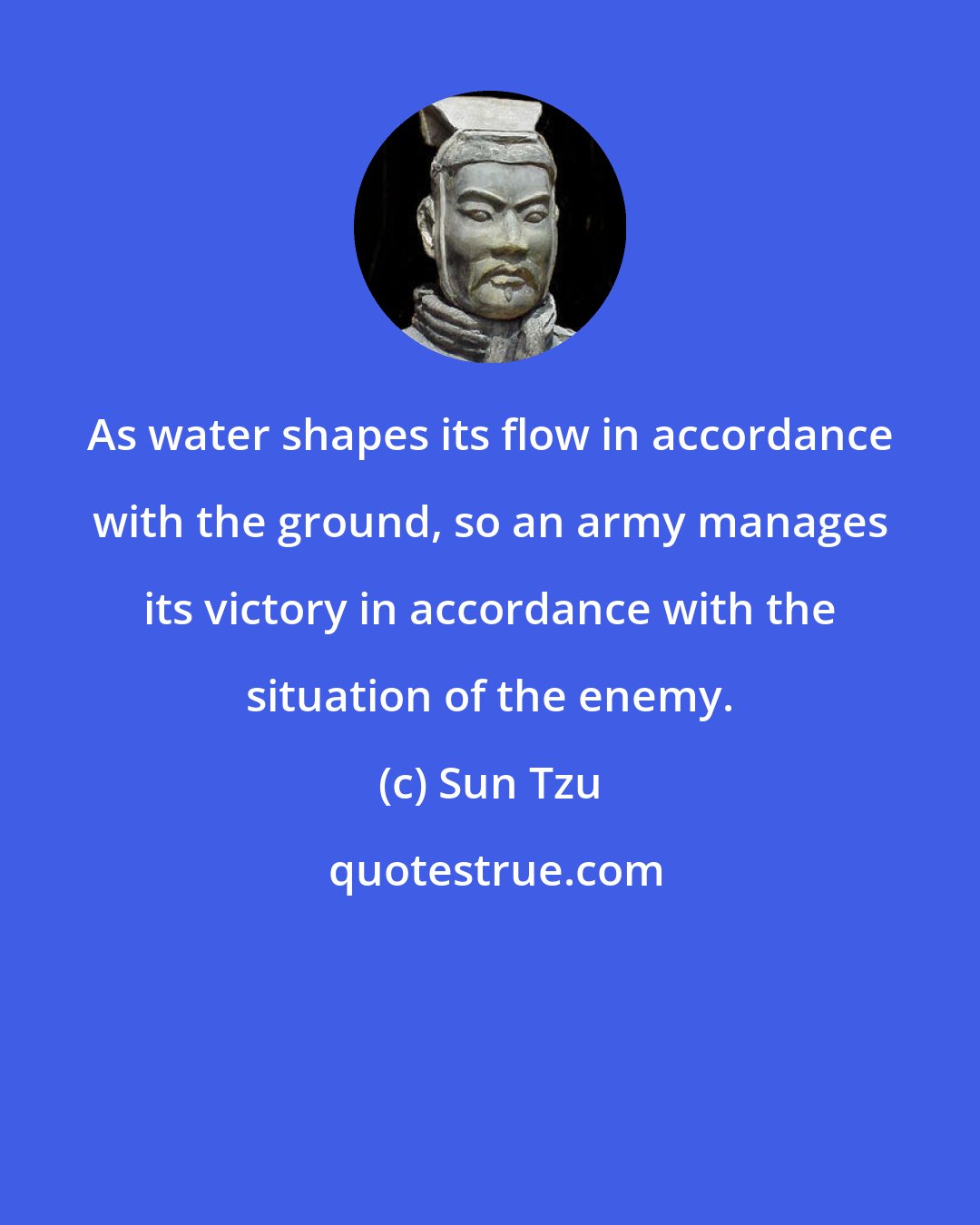 Sun Tzu: As water shapes its flow in accordance with the ground, so an army manages its victory in accordance with the situation of the enemy.