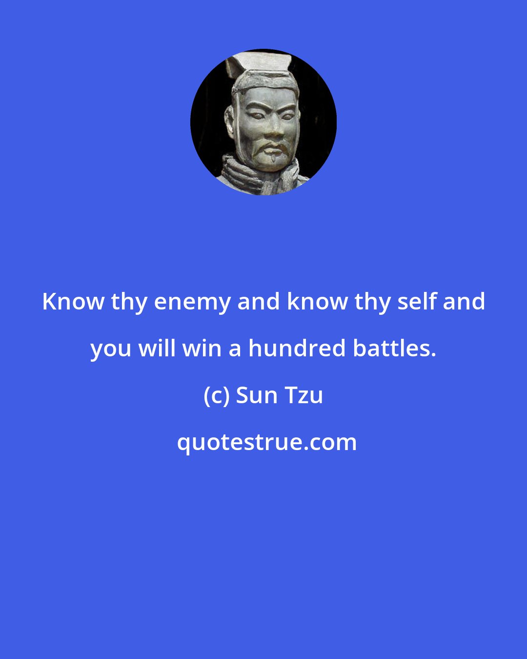 Sun Tzu: Know thy enemy and know thy self and you will win a hundred battles.
