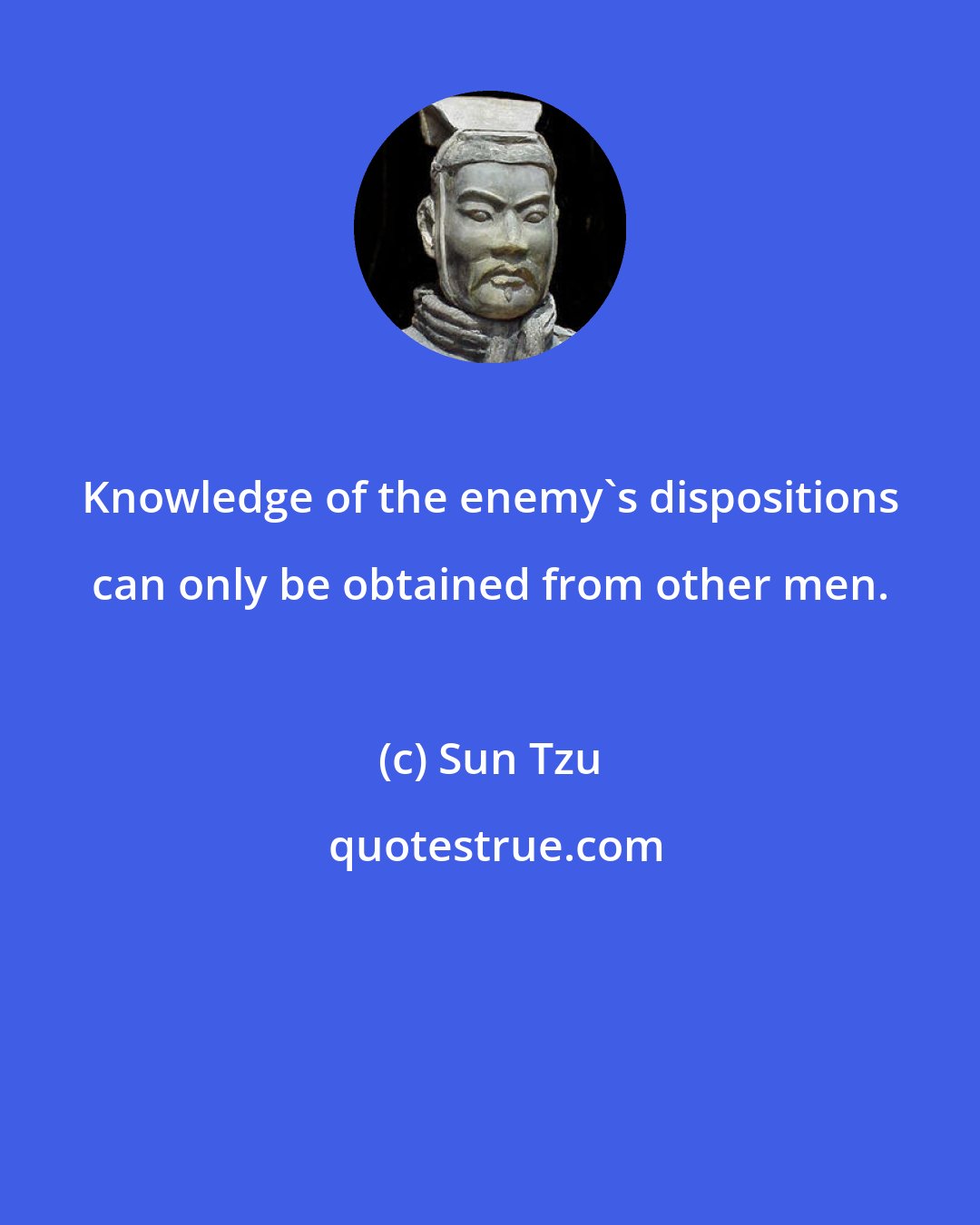 Sun Tzu: Knowledge of the enemy's dispositions can only be obtained from other men.