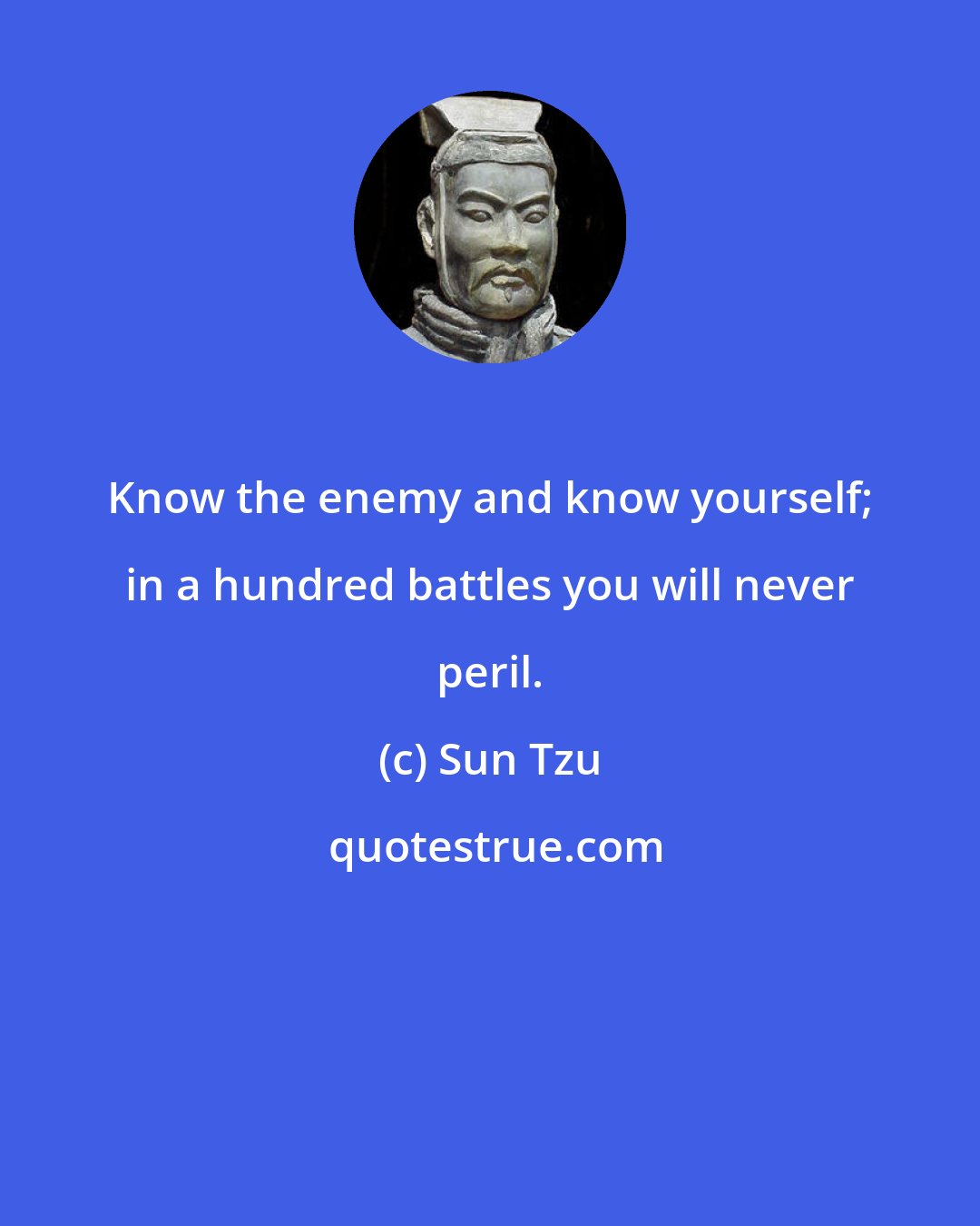 Sun Tzu: Know the enemy and know yourself; in a hundred battles you will never peril.