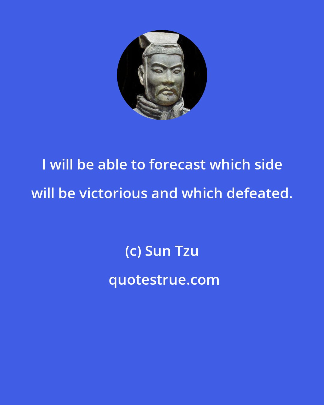 Sun Tzu: I will be able to forecast which side will be victorious and which defeated.