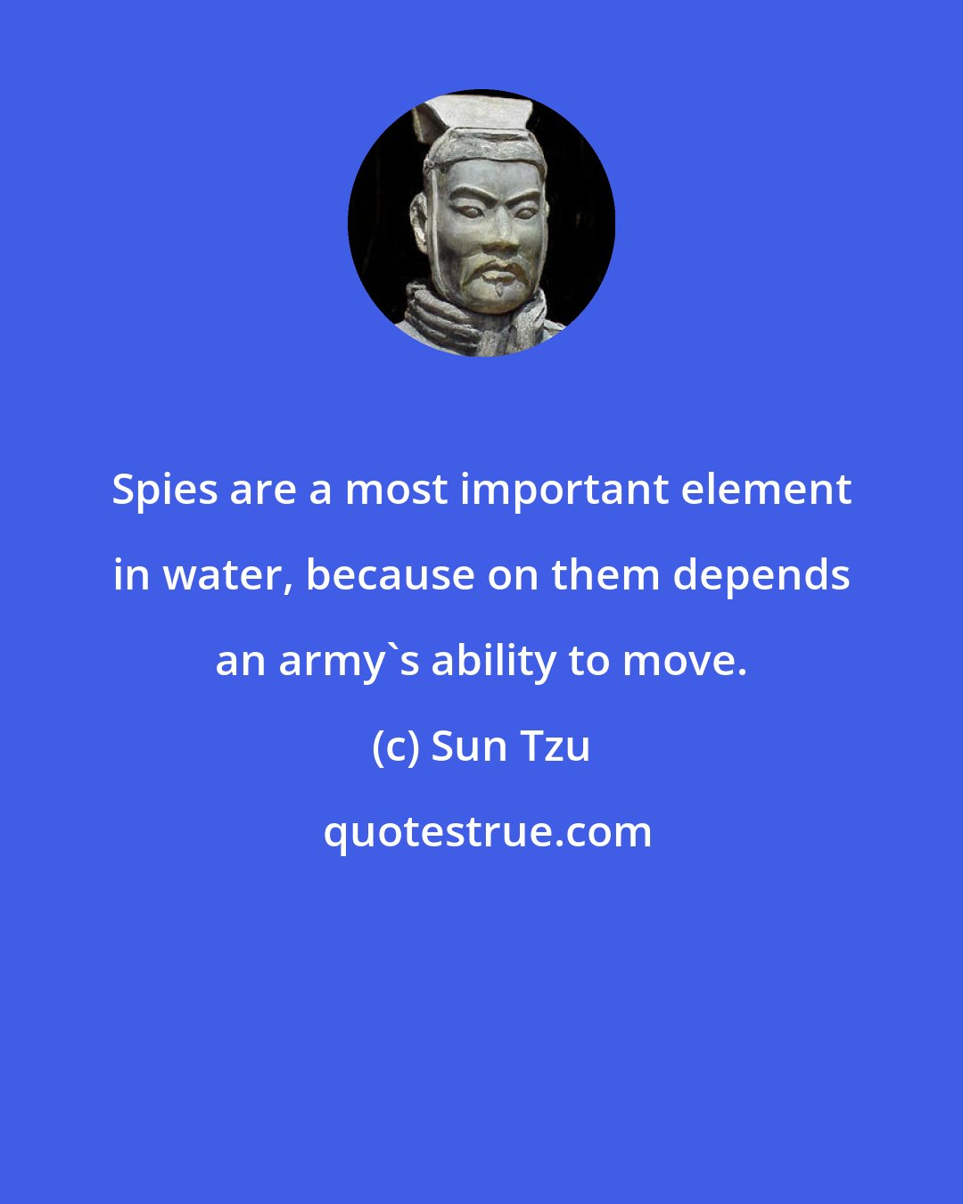 Sun Tzu: Spies are a most important element in water, because on them depends an army's ability to move.