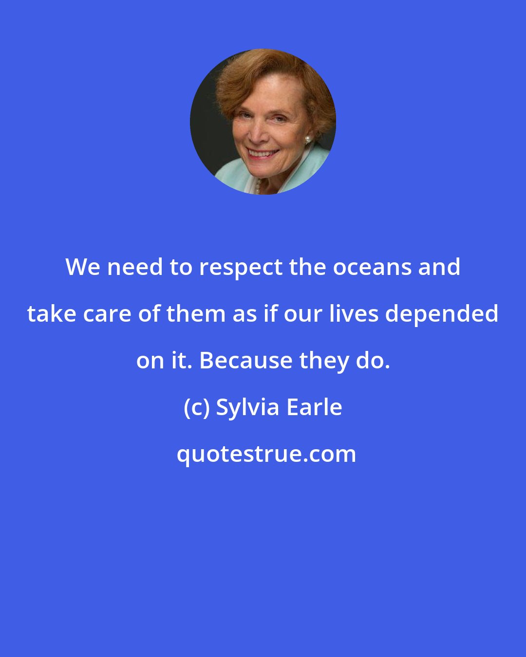 Sylvia Earle: We need to respect the oceans and take care of them as if our lives depended on it. Because they do.