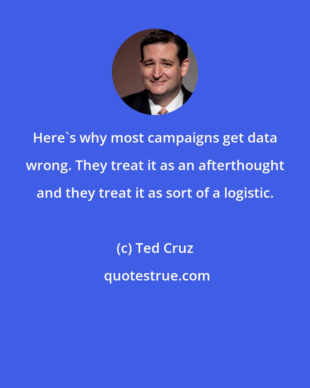 Ted Cruz: Here's why most campaigns get data wrong. They treat it as an afterthought and they treat it as sort of a logistic.