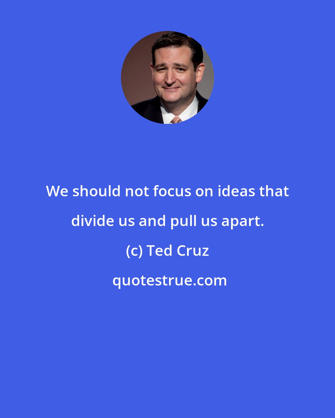 Ted Cruz: We should not focus on ideas that divide us and pull us apart.