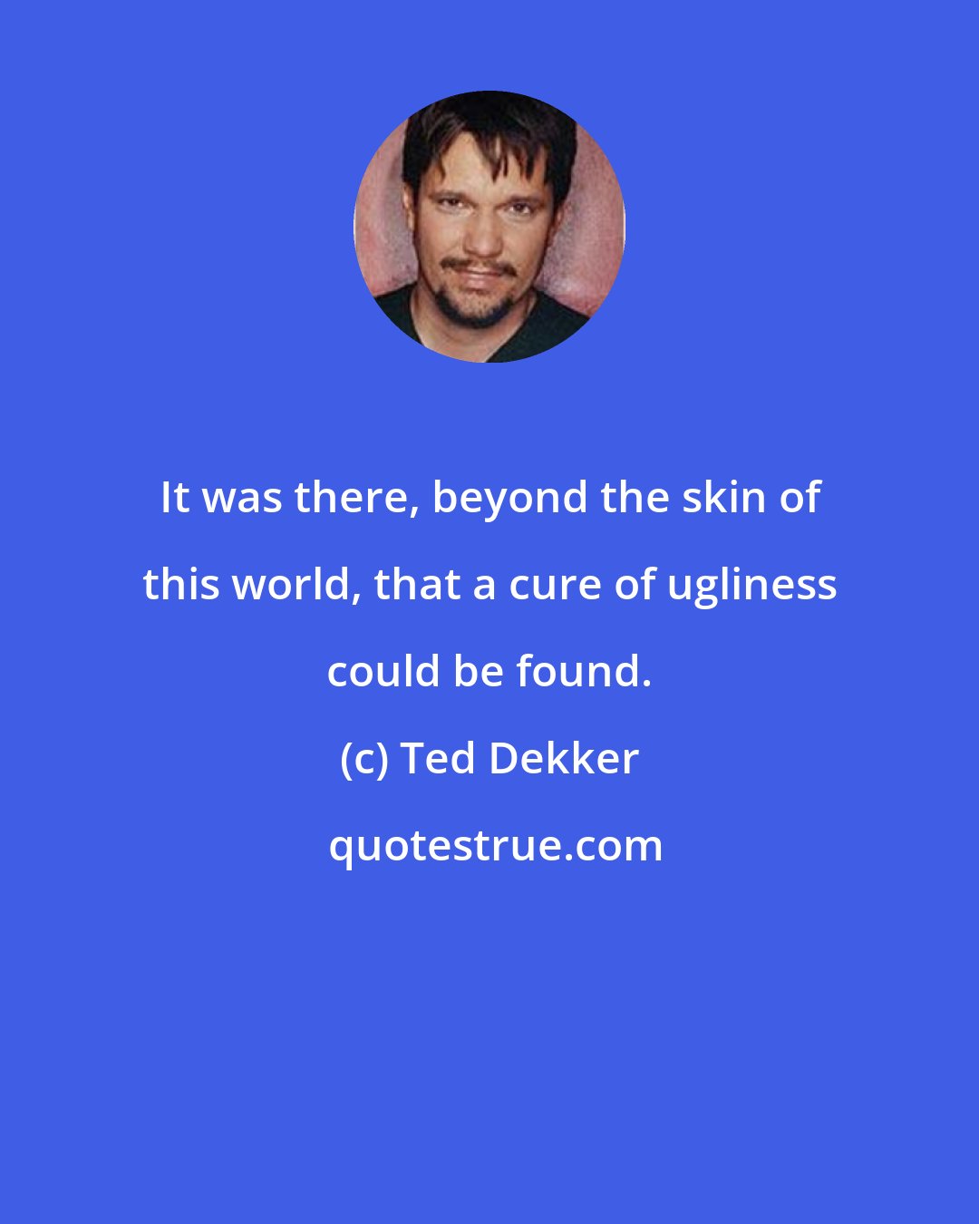 Ted Dekker: It was there, beyond the skin of this world, that a cure of ugliness could be found.