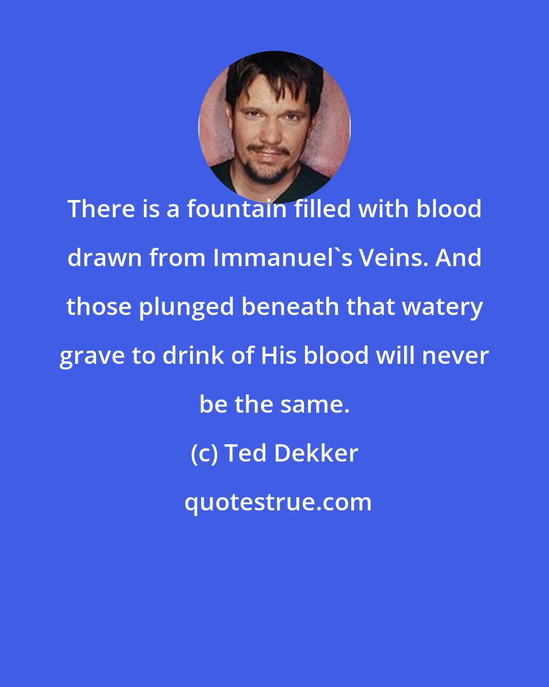 Ted Dekker: There is a fountain filled with blood drawn from Immanuel's Veins. And those plunged beneath that watery grave to drink of His blood will never be the same.