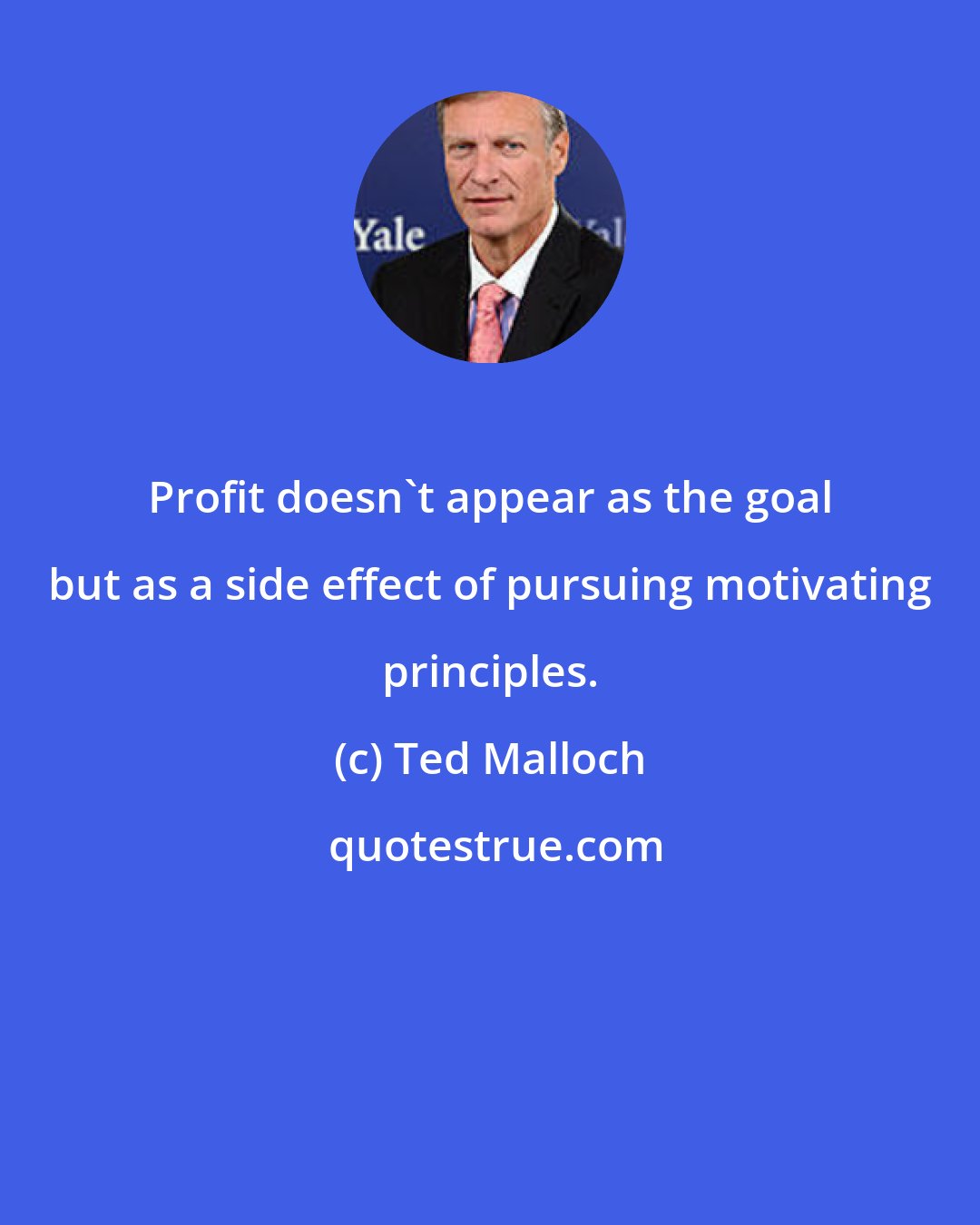 Ted Malloch: Profit doesn't appear as the goal but as a side effect of pursuing motivating principles.