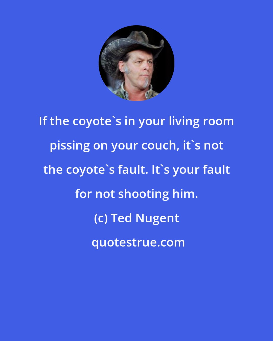 Ted Nugent: If the coyote's in your living room pissing on your couch, it's not the coyote's fault. It's your fault for not shooting him.